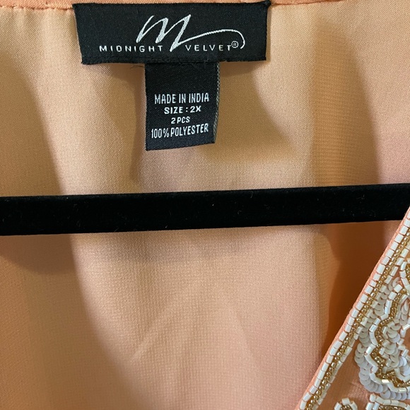 Midnight velvet beaded Embroidered Peach Blouse/blazer jacket size 2X boxGI - Picture 3 of 7
